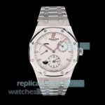 BLS Swiss Copy Audemars Piguet Royal Oak Dual Time White Dial Stainless Steel Watch 